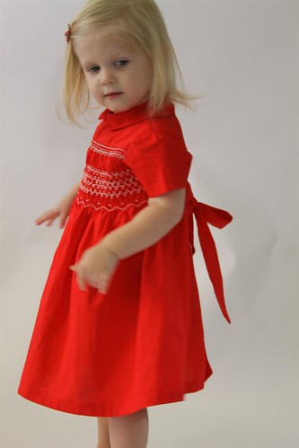 1961 Hand Smocked Red Toddler Dress Handmade 2T