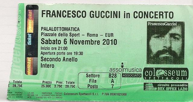 Entrada concierto Francesco Guccini Roma 6 noviembre