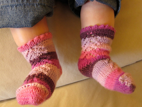 Striped Lacy Mixed Berry Baby Socks