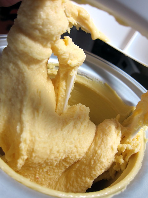 Mango Ginger Frozen Yogurt - out of the ice cream maker