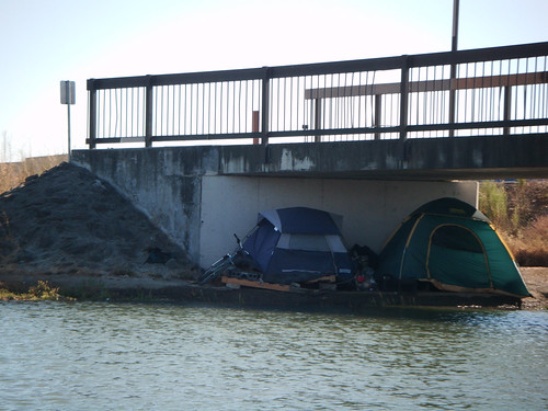 tents under the footbridge