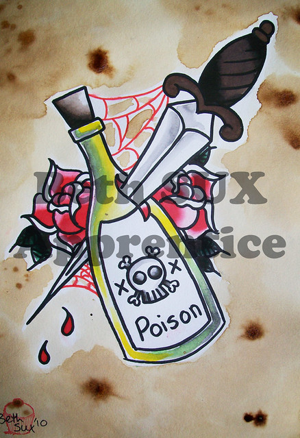 poison bottle, dagger tattoo flash | Flickr - Photo Sharing!