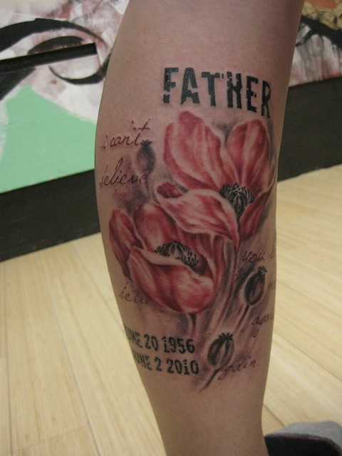 Memorial Father tattoo. Custom tattoo by Kai Smart