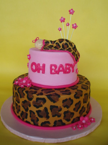 Pink and Leopard Baby Shower Cake