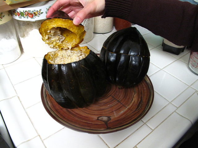 Stuffed acorn squash for Thanksgiving.