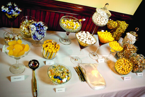 Yellow White Blue Candy Table Wedding Favs originally uploaded by 