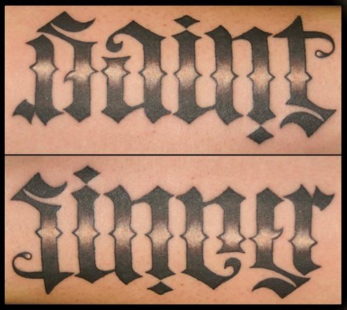 Saint & Sinner ambigram lettering tattoo | Flickr - Photo Sharing!