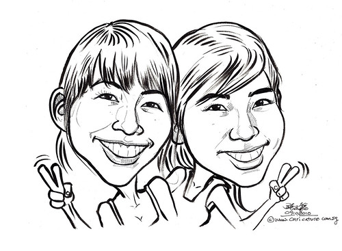 ladies caricature in ink and brush 091010