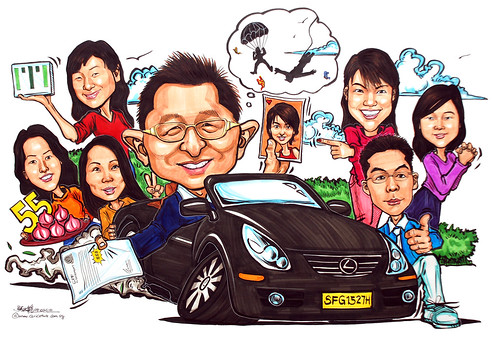 group caricatures for ITI Solutions - colour marker