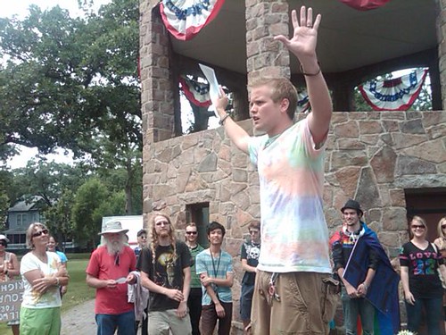 Justin Michael rallying equality supporters in St. Cloud