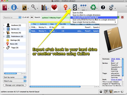 Export Calibre ePub eBook to Disk