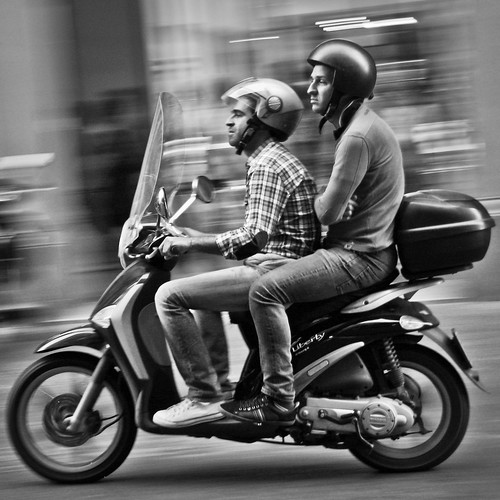 Going Nowhere Fast (Unhappy Couple On Scooter), Bologna by flatworldsedge