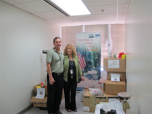 Miguel A. Ramírez, Public Affairs Coordinator (RD) and Nilda Gonzalez, Administrative Assistant (NRCS). Both where the point of contact of the Food Drive Campaign of their Agencies.