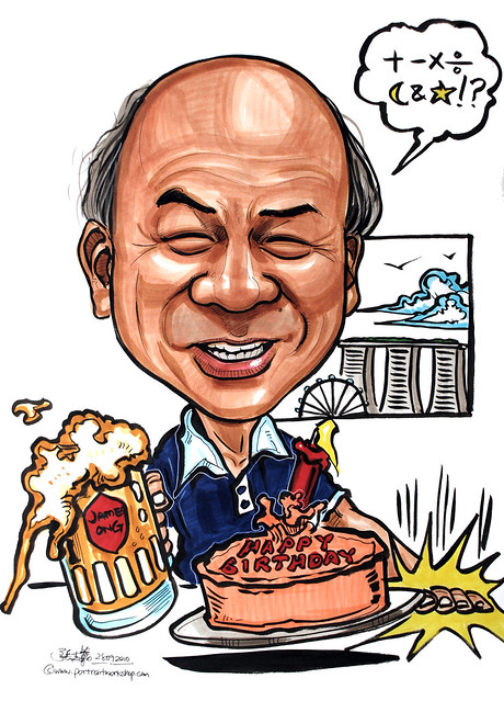 Birthday caricature with beer