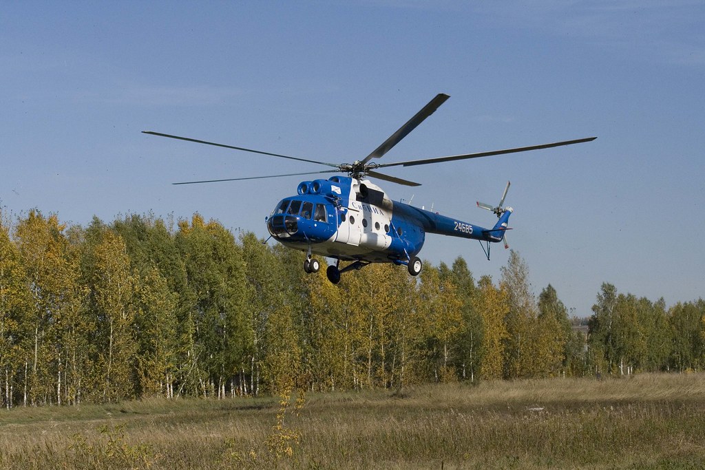 : Mi-8 landing. Altai, Barnaul city outskirts.