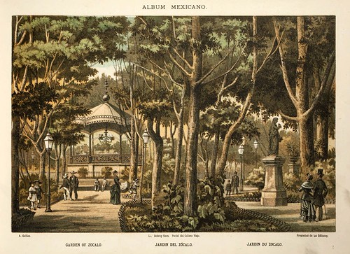 002-Jardin de Zocalo- Album Mexicano  Coleccion de Paisajes Monumentos Costumbres..1875-1855