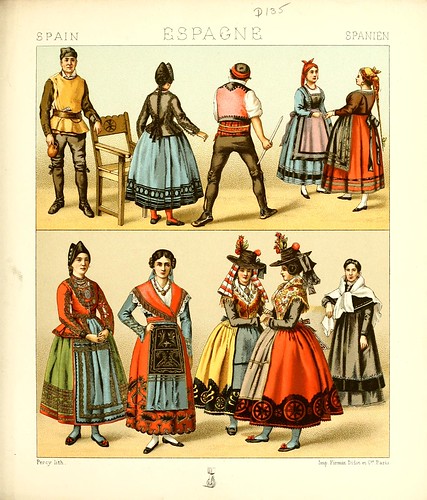 033-Vestimentas de Castilla y Aragon -Geschichte des kostüms in chronologischer entwicklung 1888- A. Racinet