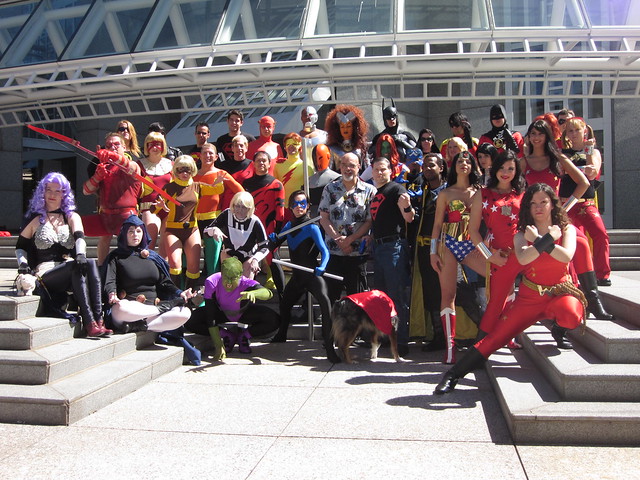 Teen Titans cosplay photo shoot with George Perez at Dragon*Con 2010