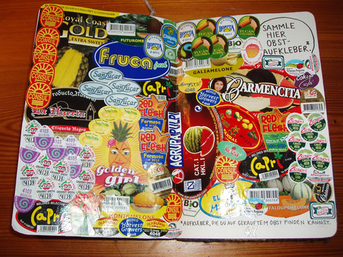 Wreck This Journal: Collect Fruit Stickers Here.