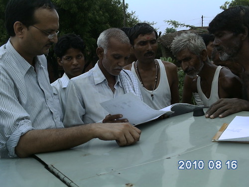 Prabhat with villagers in Etawah