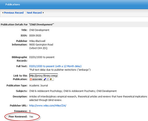 screenshot of ebscohost search query results