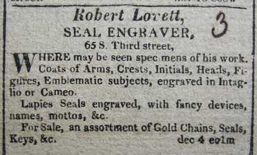 Robert Lovett Seal Engraver ad