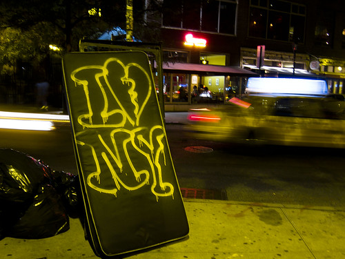 I (Black) Heart NY Mattress, on 9th St and 3rd Ave., East Village, Manhattan