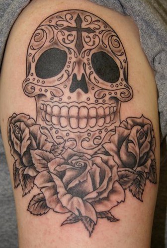  Sugar skull & roses tattoo 