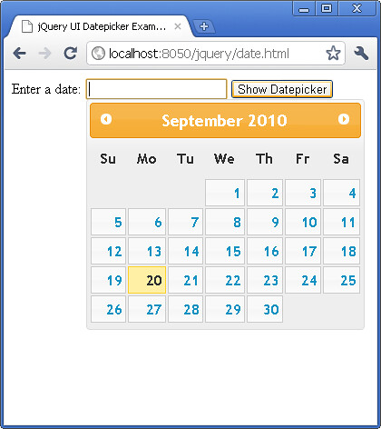 jQuery UI Change text for trigger button for datepicker tutorial