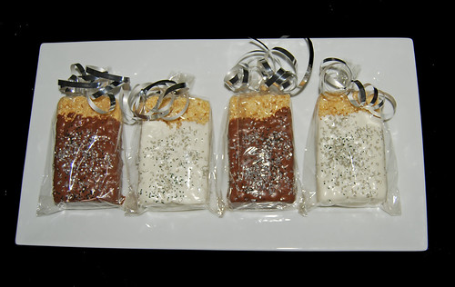 black and silver chocolate dipped rice krispie treat party favors - space birthday