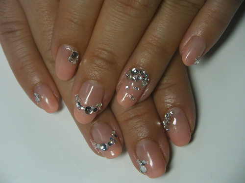 Gel Nail fading effect with Stone art