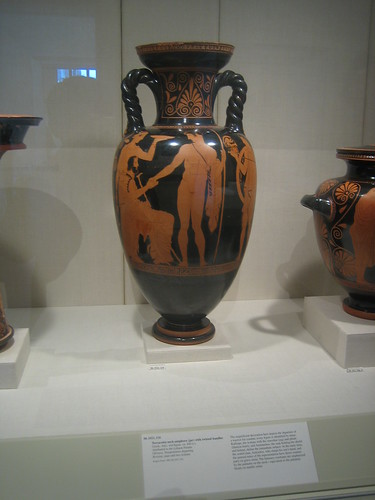 Terracotta neck-amphora (jar) with twisted handles, Greek, Attic, c. 440 B.C. _8263