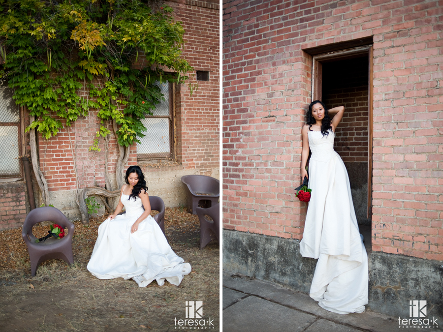 Creative bridal shots at the Preston Castle by Gold Country Wedding photographer Teresa K