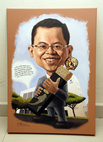digital caricature Ministry of Manpower printed on A2 size stretched canvas