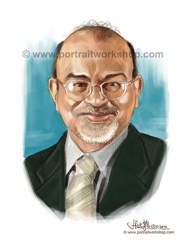 digital portrait illustration of Shabbir Hakimuddin Hassanbhai watermark