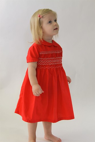1961 Hand Smocked Red Toddler Dress Handmade Christmas Dress