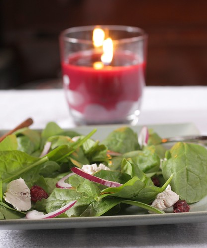 cranberry and goat cheese spinach salad