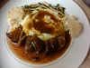 Braised beef shortribs with Garlic mashed potatoes and roasted root vegatables