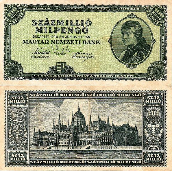 100 miliónov MilPengő Maďarsko 1946, P130