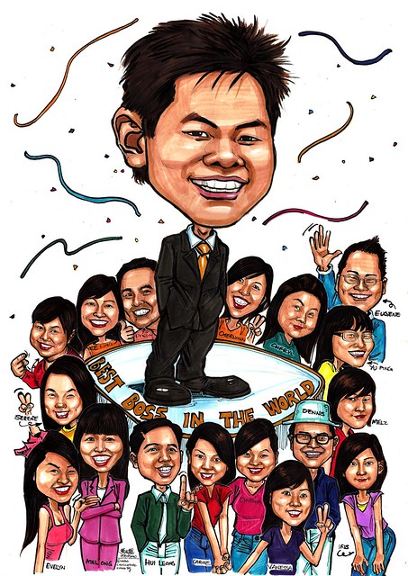 group caricatures for Citibank - best boss in the world A2