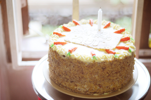 my birthday cake, carrot cake from my favorite bakery