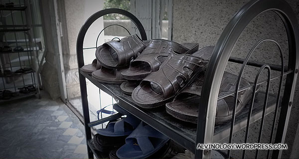 Sandals outside the mosque