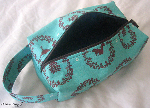 Teal Echino Woodland Project Bag - Open