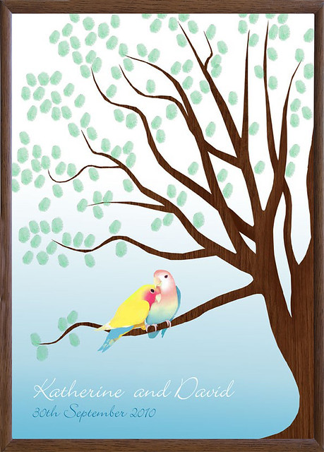 love birds guest book tree