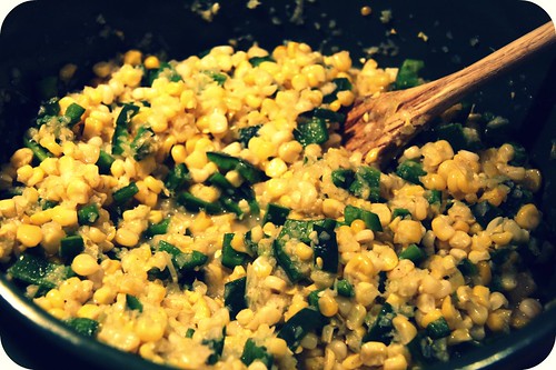 corn and poblanos