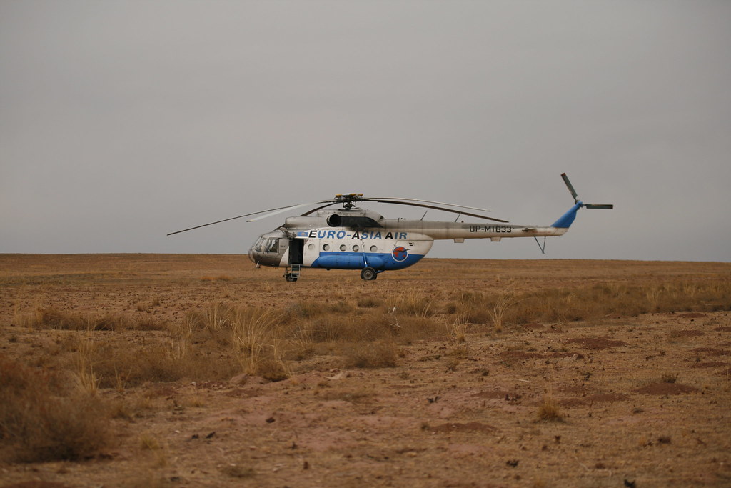: Mi-8 landed in Kazakhstan plains.