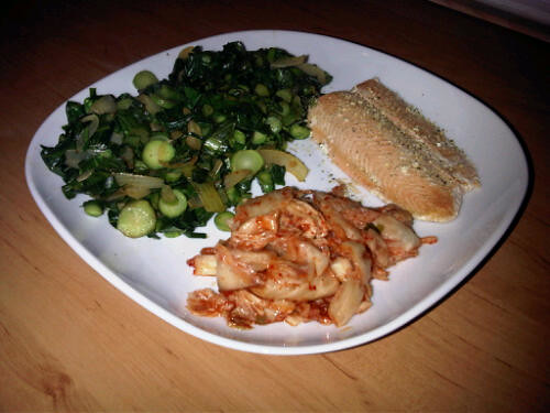 Kimchi, Salmon and Thai broccoli