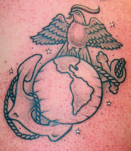 I don't believe in tattoos (anymore). I don't see the beauty in inking my. Marine Symbol tattoo. Tattoo by Tim Baxley. Southside Tattoo & Piercing
