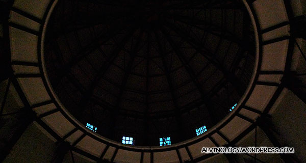 The interior of the dome - there were lots of bats flying around