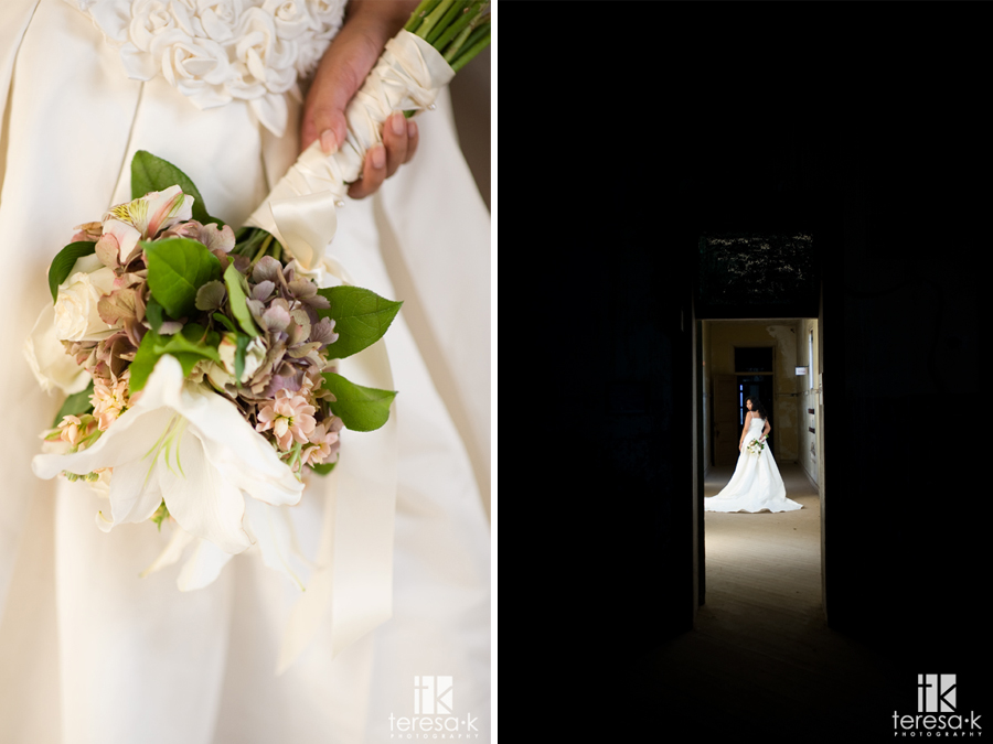 Creative bridal shots at the Preston Castle by Gold Country Wedding photographer Teresa K